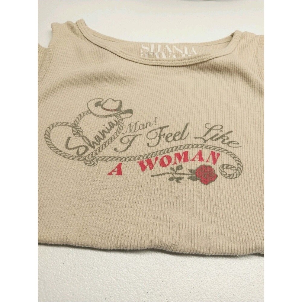 Shania Twain Ribbed Tank Top Womens XL Beige Country Western Cowgirl